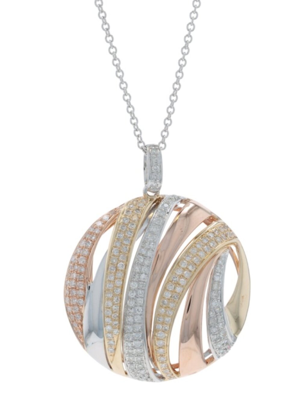 EFFY Crossover Diamond Pendant Necklace 20" White Gold 14k Single .86ctw Stripes